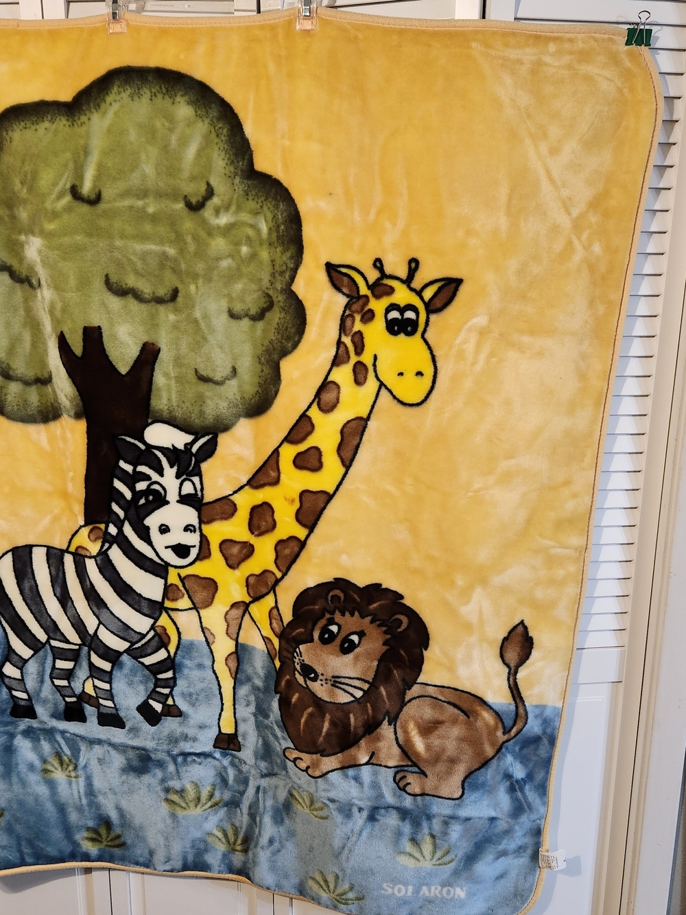 Yellow Safari Animal Plush Throw Blanket